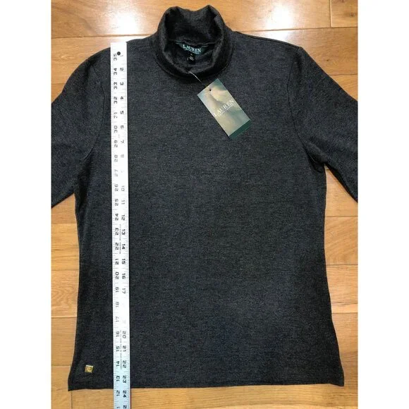 NWT Lauren Ralph Lauren Short Sleeve Stretchy Gray Contemporary Turtleneck Sz XL - Picture 6 of 9